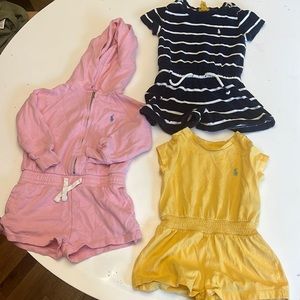 2T Ralph Lauren polo girl cotton romper bundle